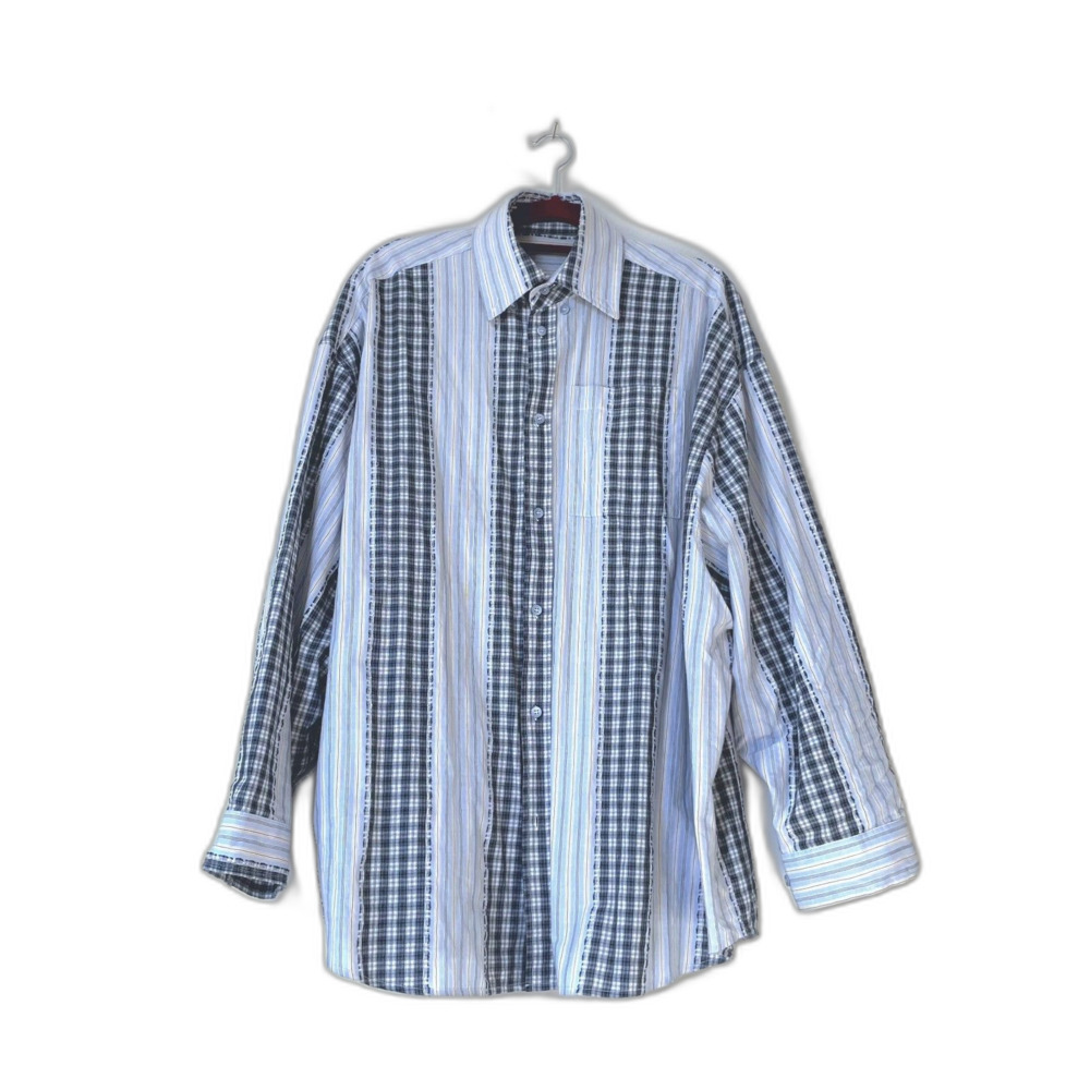 Oversized Checkered & Stripe Shirt